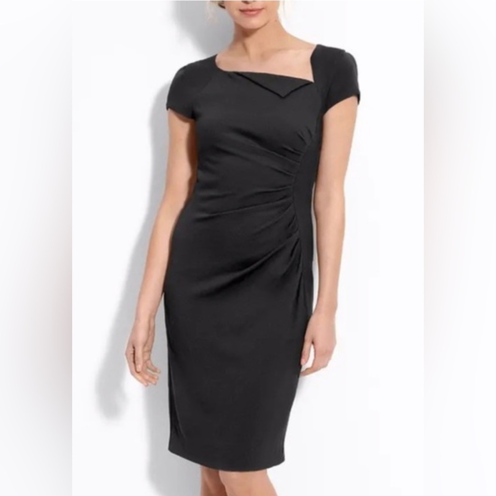 L.K.Bennett Black Davina Cap Sleeve Sheath Dress Size 2